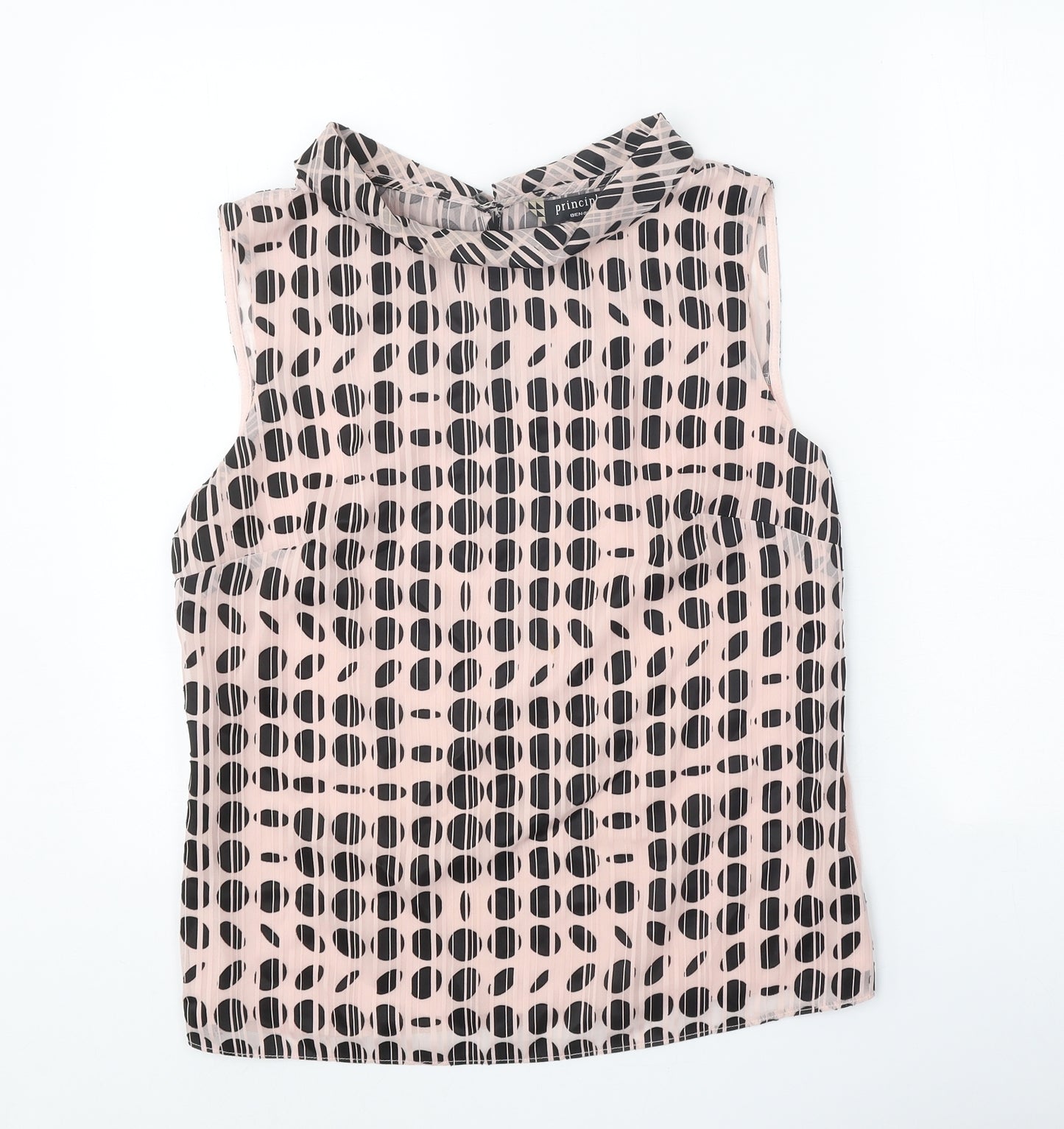 Principles Womens Pink Geometric Polyester Basic Blouse Size 14 Cowl Neck