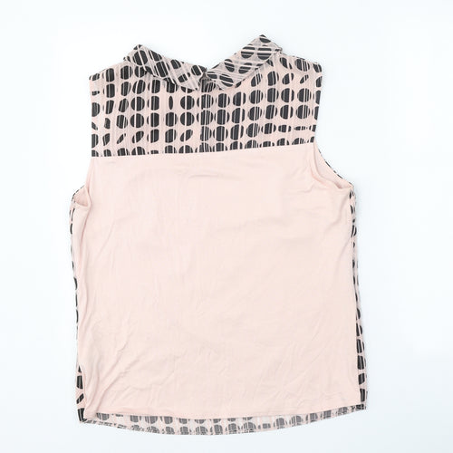 Principles Womens Pink Geometric Polyester Basic Blouse Size 14 Cowl Neck