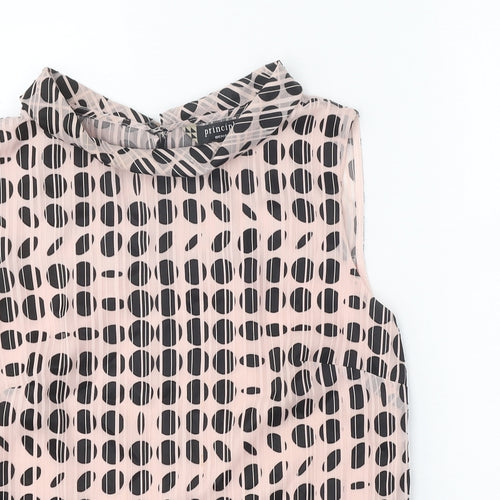 Principles Womens Pink Geometric Polyester Basic Blouse Size 14 Cowl Neck