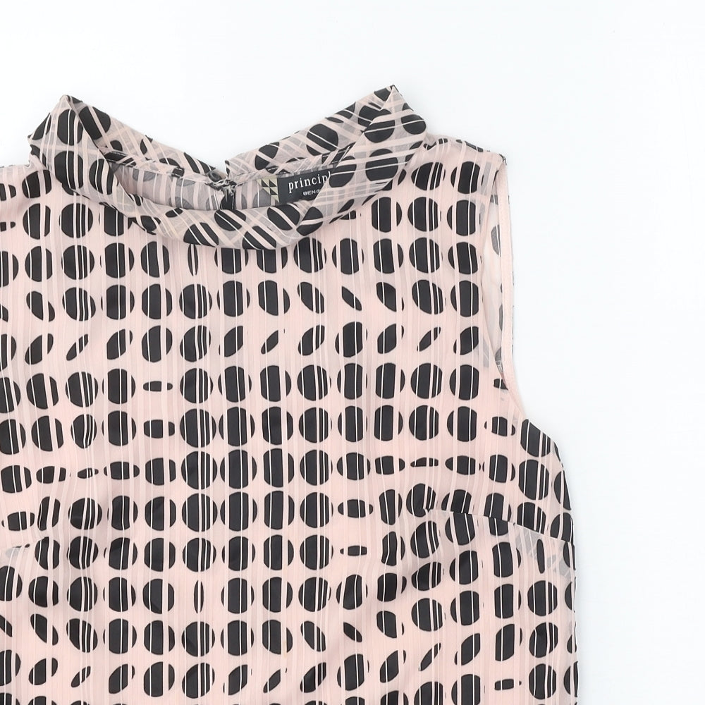 Principles Womens Pink Geometric Polyester Basic Blouse Size 14 Cowl Neck