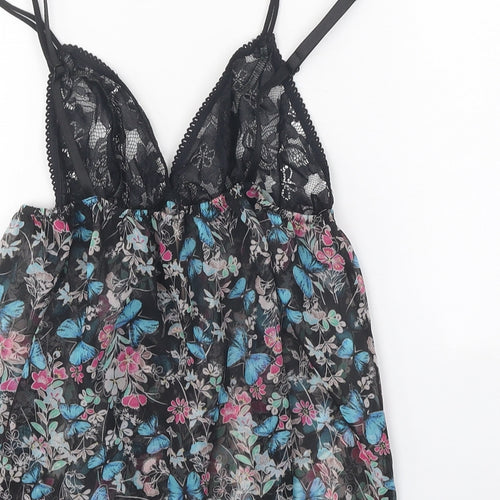 Accessorize Womens Black Geometric Polyester Basic Tank Size 10 V-Neck - Lace Detail, Butterfly Print