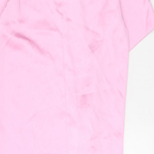 Zara Womens Pink Polyester Shift Size XS Round Neck Zip - Twist Detail