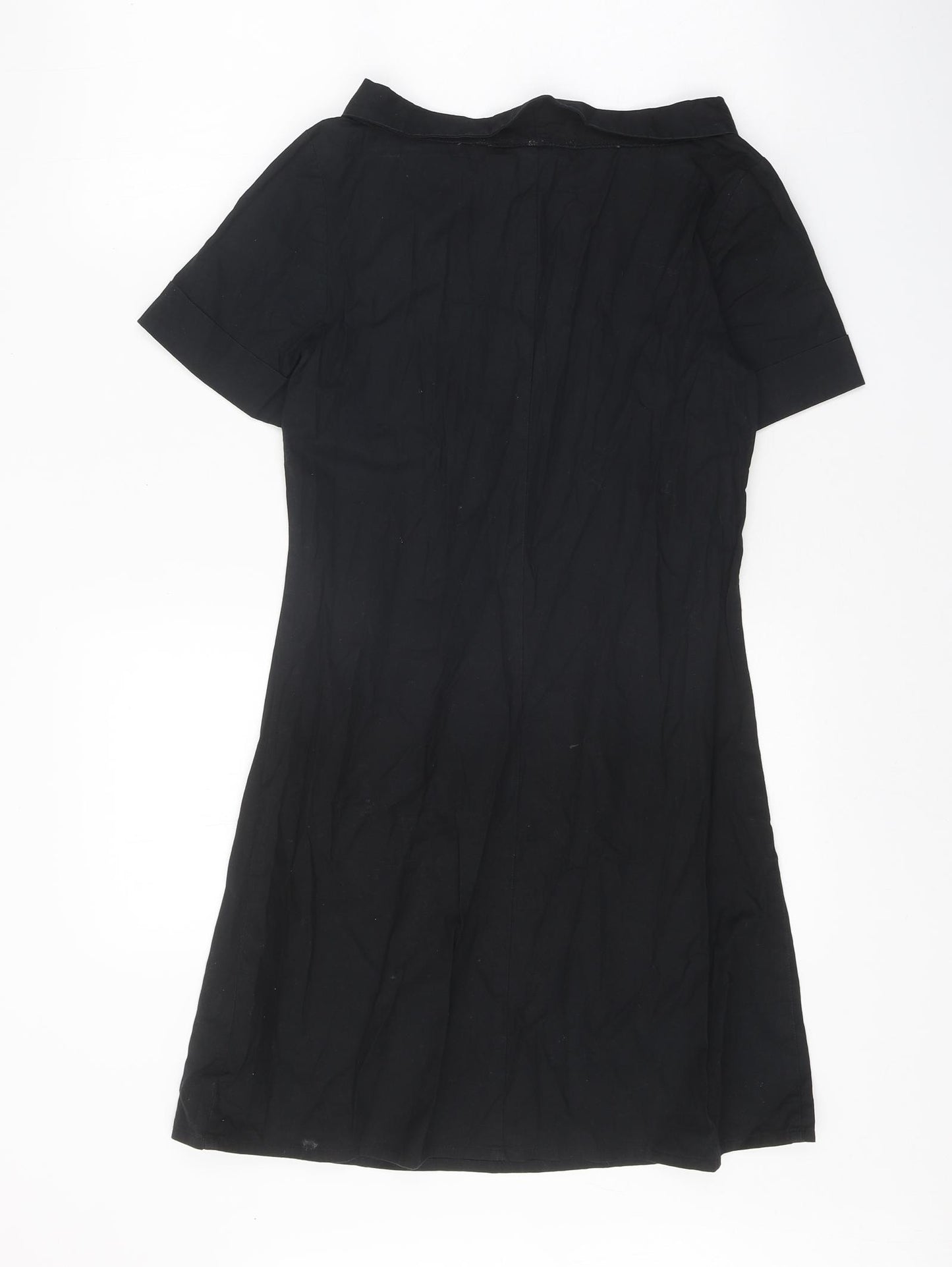 H&M Womens Black Cotton A-Line Size 6 Boat Neck Pullover