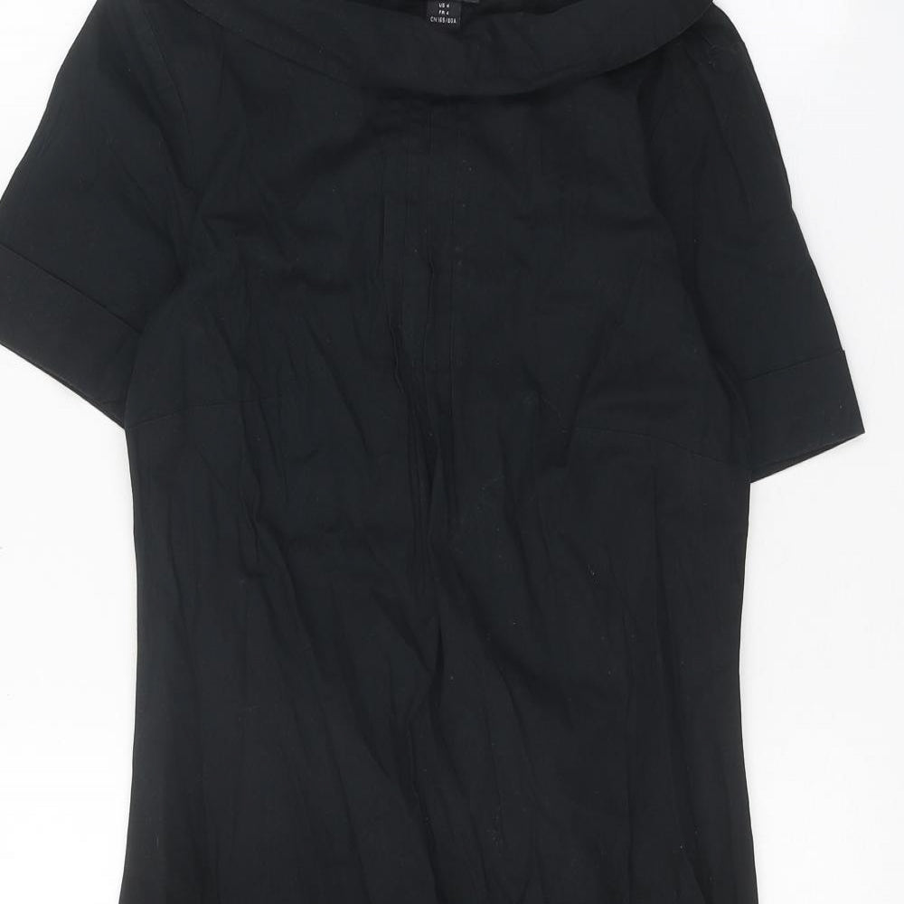 H&M Womens Black Cotton A-Line Size 6 Boat Neck Pullover