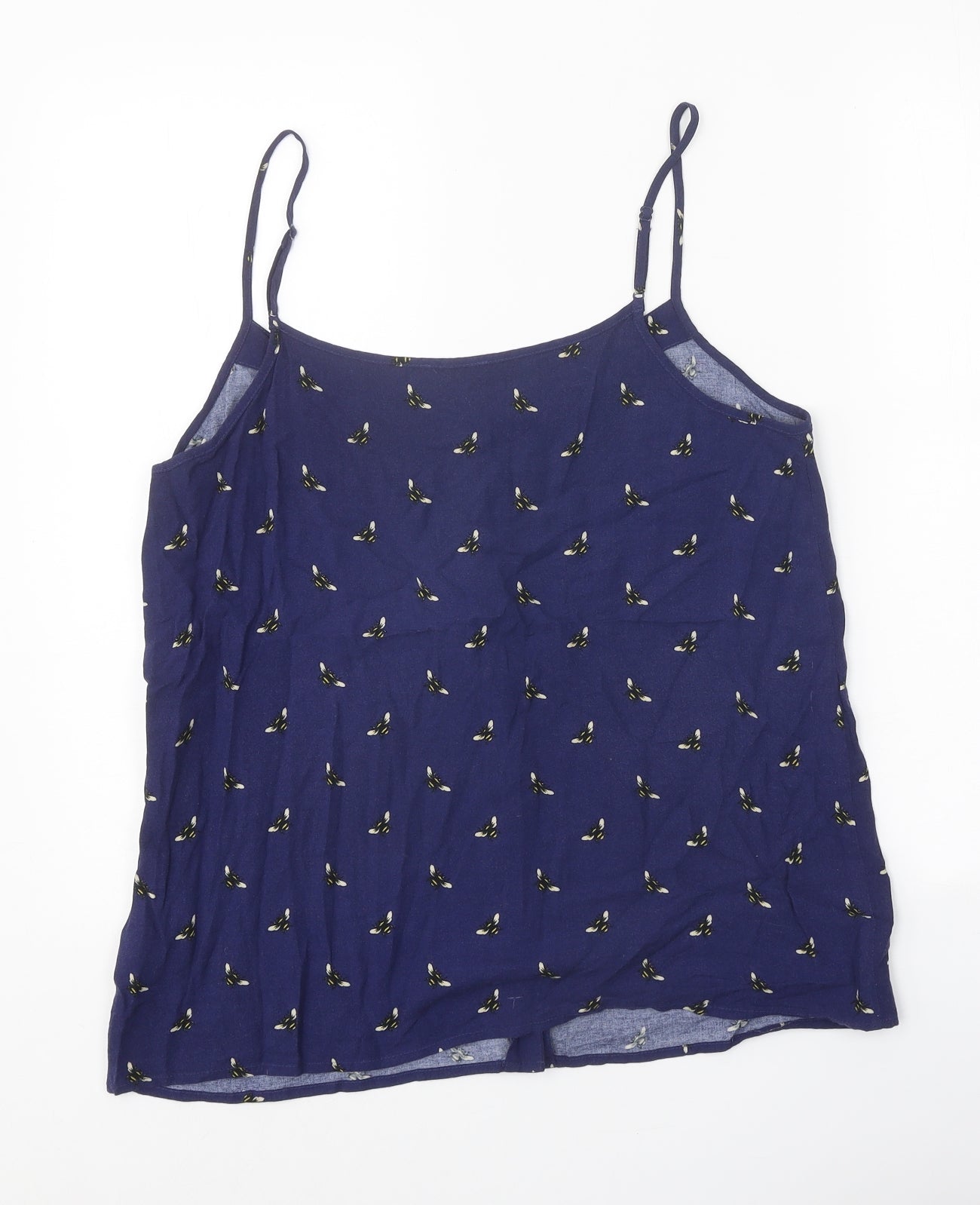 Warehouse Womens Blue Geometric Viscose Basic Tank Size 14 V-Neck - Bee Print