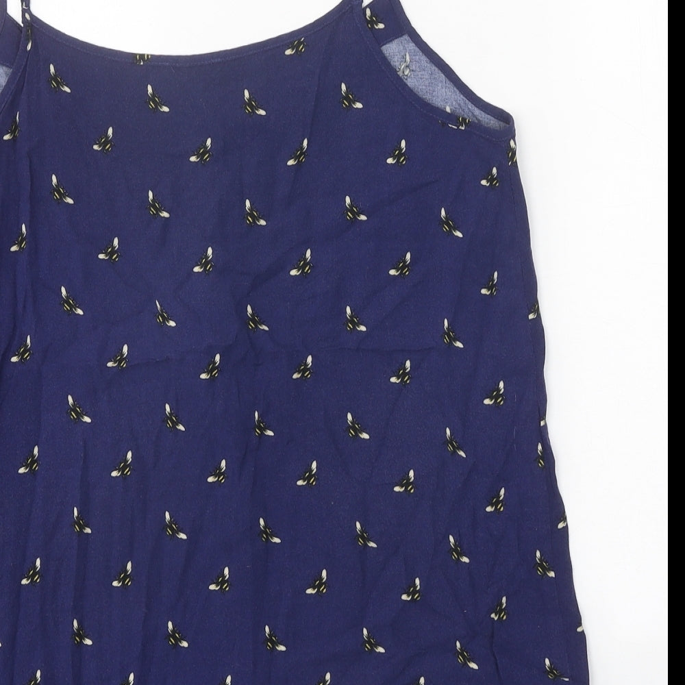 Warehouse Womens Blue Geometric Viscose Basic Tank Size 14 V-Neck - Bee Print