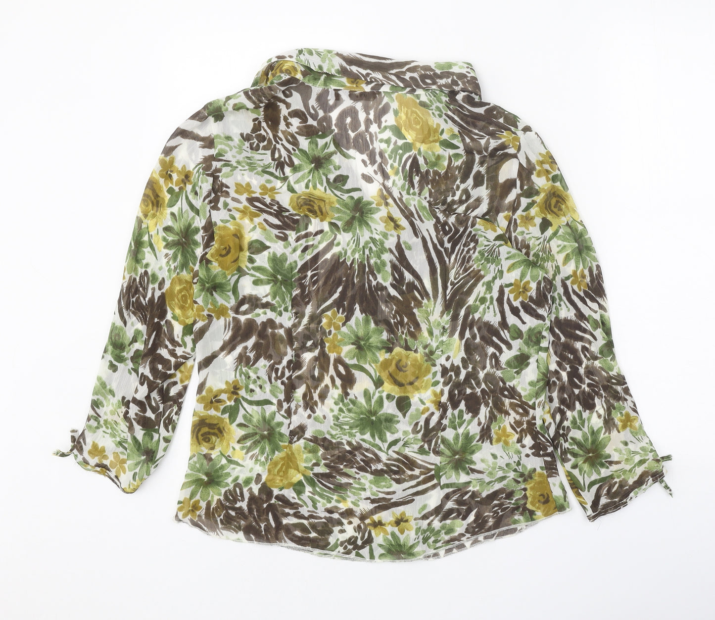 Per Una Womens Green Geometric Polyester Basic Button-Up Size 14 V-Neck