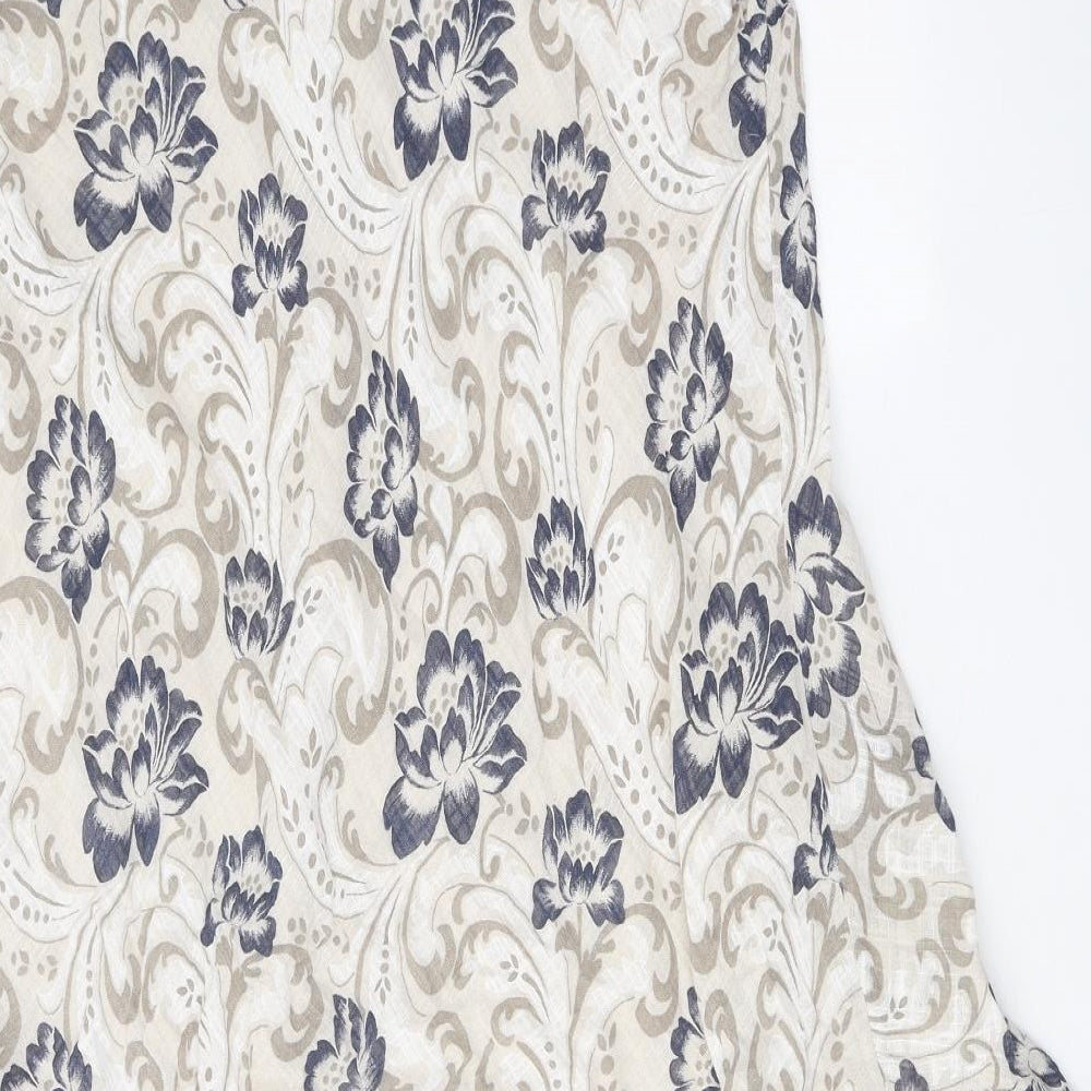 Made in Italy Womens Beige Floral Cotton A-Line One Size Boat Neck Pullover
