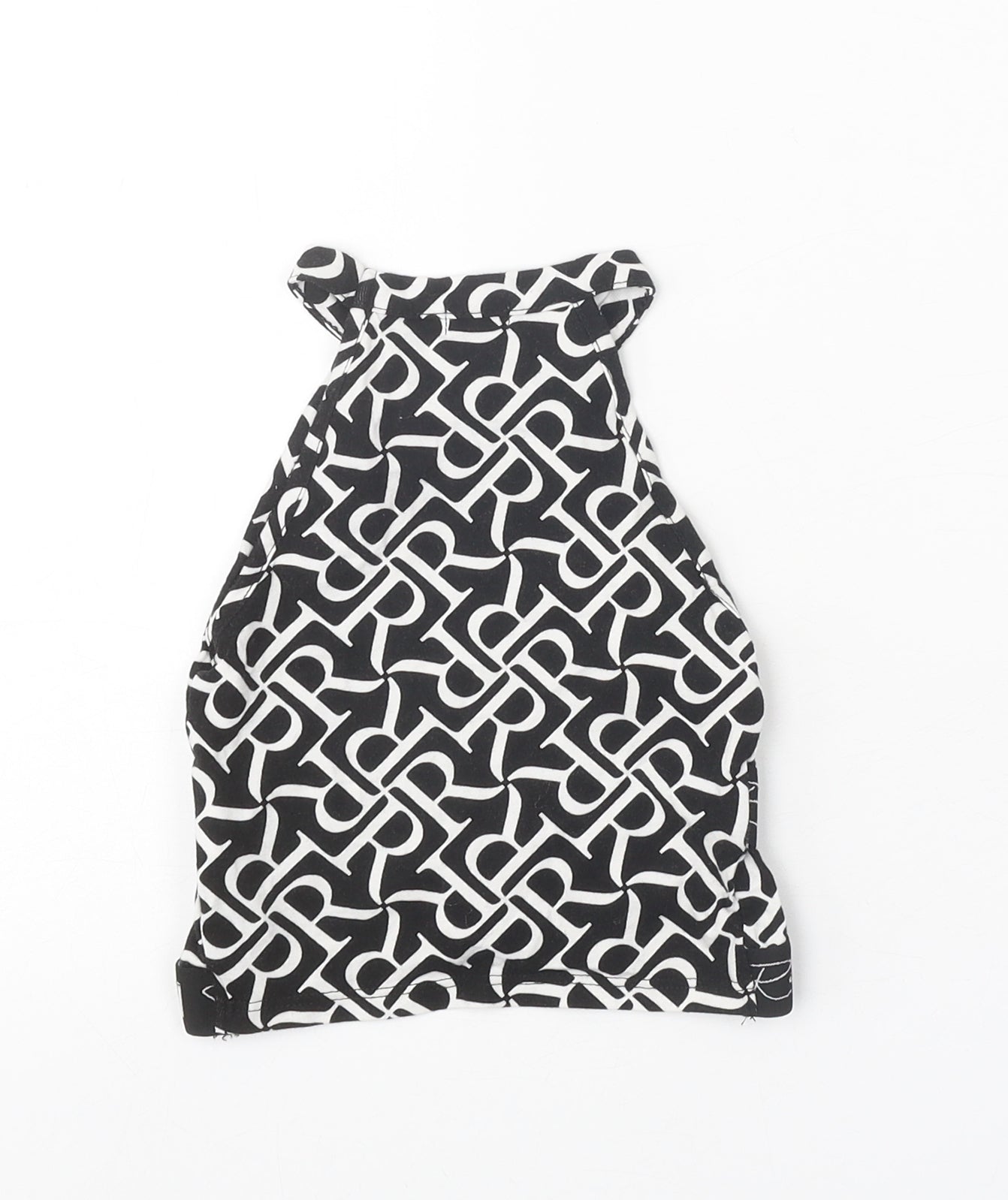 River Island Girls Black Geometric Cotton Cropped Tank Size 7-8 Years Halter Pullover