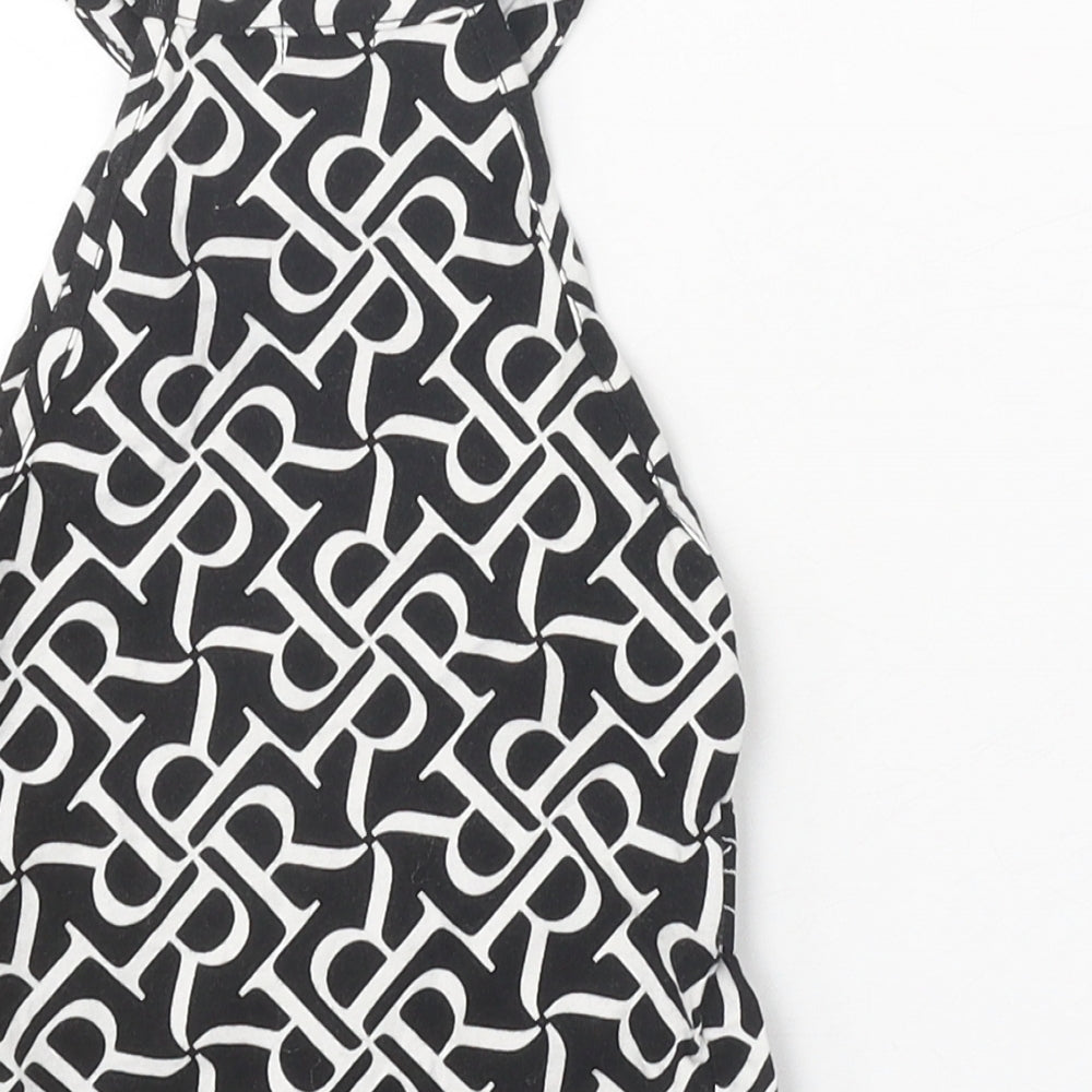 River Island Girls Black Geometric Cotton Cropped Tank Size 7-8 Years Halter Pullover