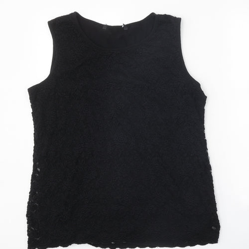 Preworn Womens Black Nylon Basic Blouse Size 18 Boat Neck
