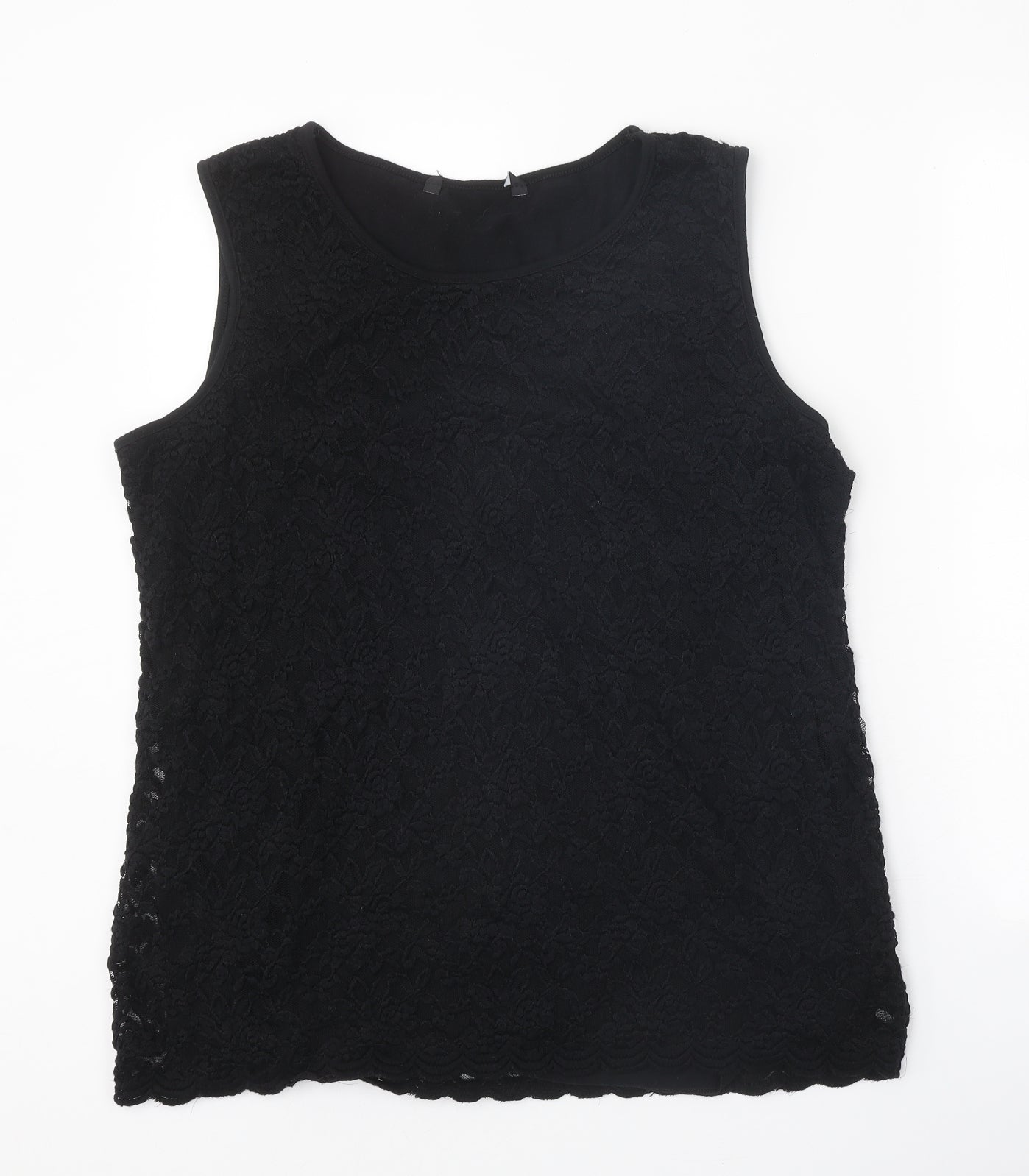 Preworn Womens Black Nylon Basic Blouse Size 18 Boat Neck