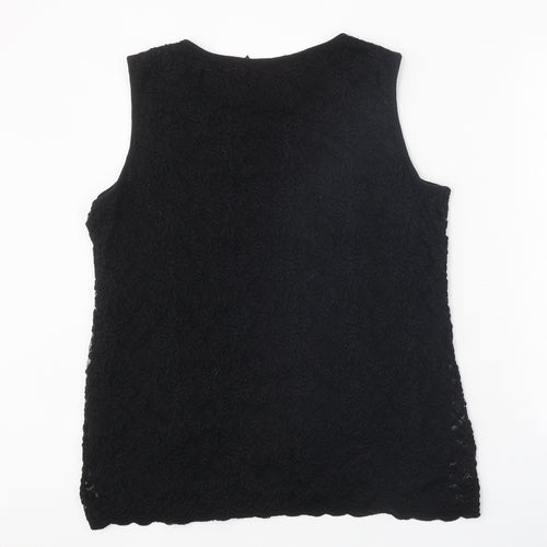 Preworn Womens Black Nylon Basic Blouse Size 18 Boat Neck