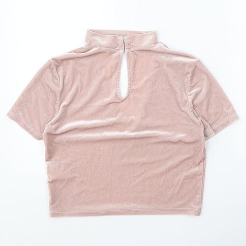 Divided Womens Pink Polyester Cropped Blouse Size M V-Neck