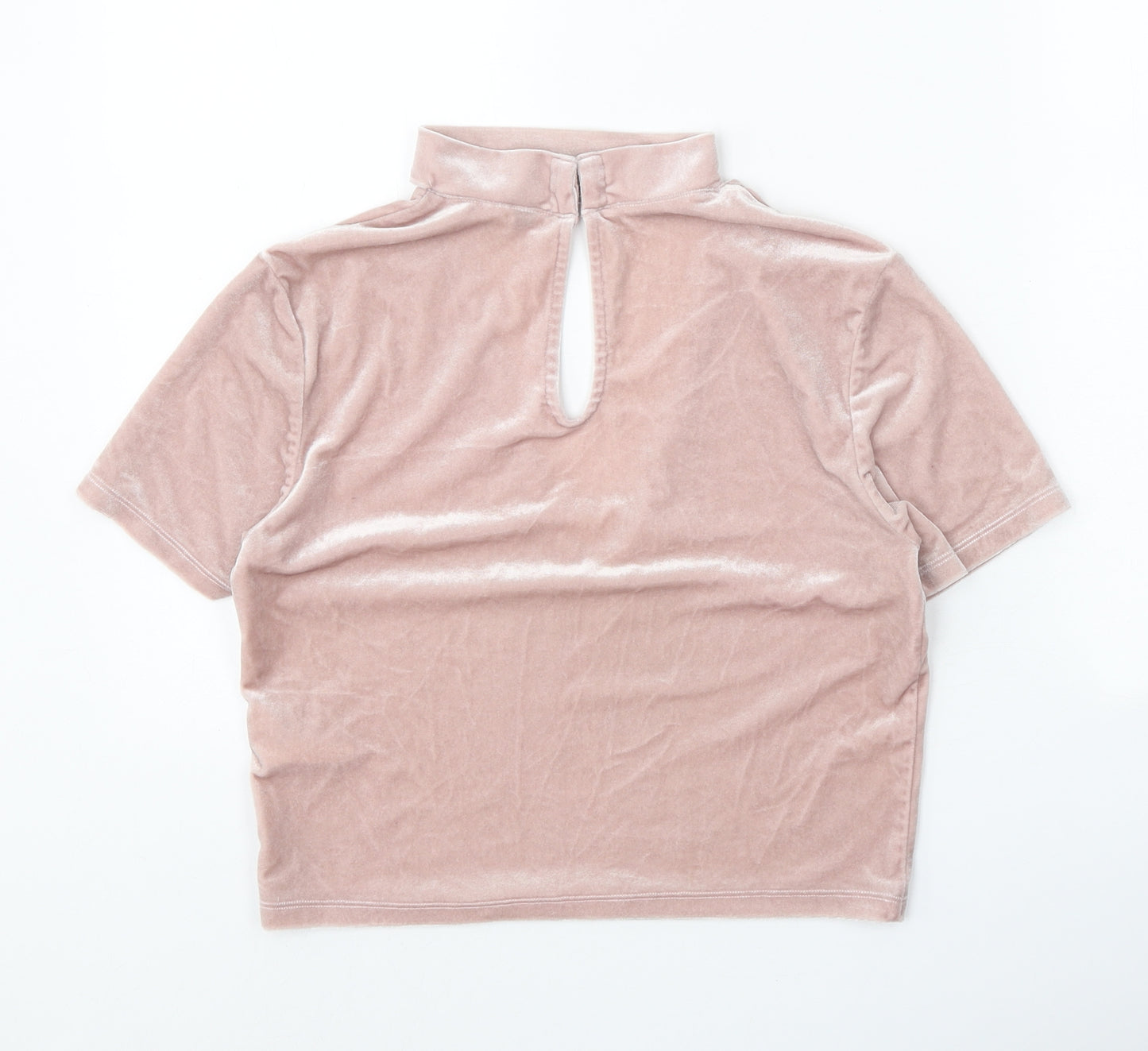 Divided Womens Pink Polyester Cropped Blouse Size M V-Neck