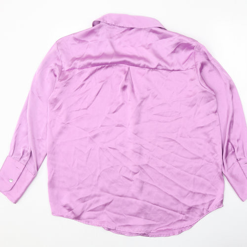 Zanzara Womens Purple Polyester Basic Button-Up Size L Collared