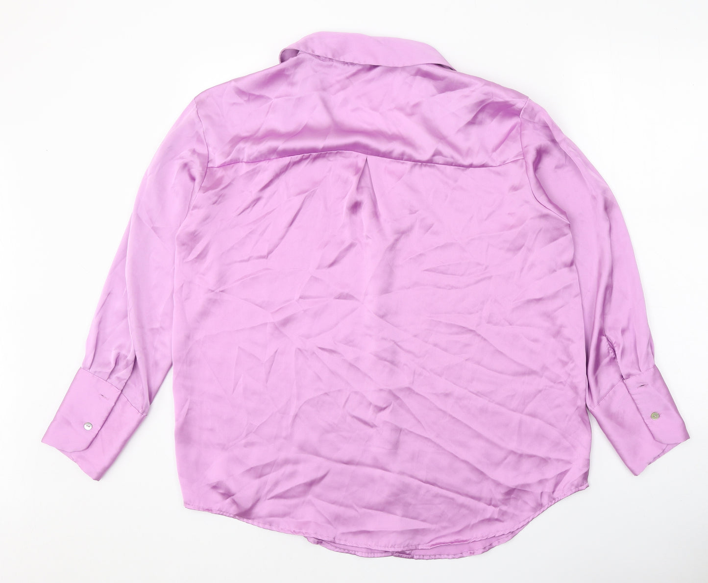 Zanzara Womens Purple Polyester Basic Button-Up Size L Collared