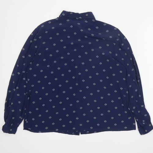 Avance Womens Blue Geometric Polyester Basic Button-Up Size 16 Collared