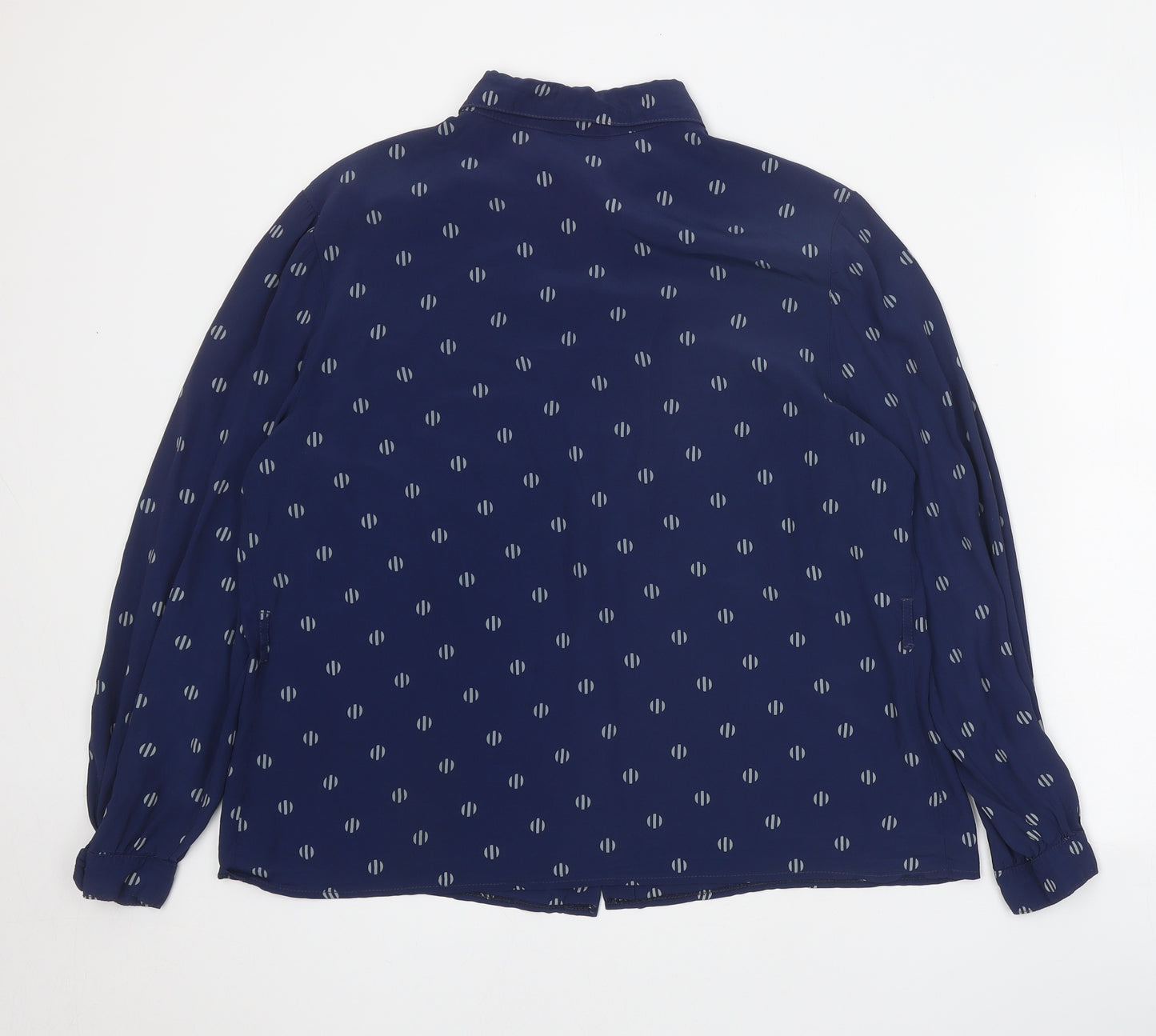 Avance Womens Blue Geometric Polyester Basic Button-Up Size 16 Collared