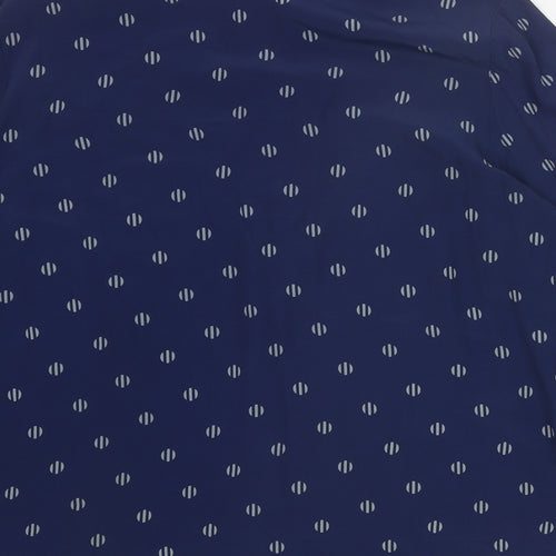 Avance Womens Blue Geometric Polyester Basic Button-Up Size 16 Collared
