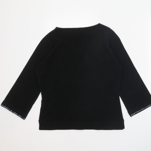 Yessicabb Womens Black Boat Neck Acrylic Pullover Jumper Size 14