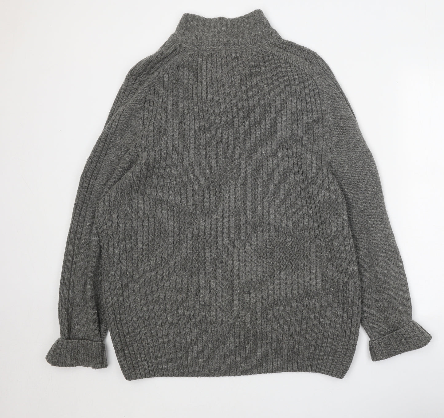 Wolsey Mens Grey High Neck Acrylic Pullover Jumper Size L Long Sleeve