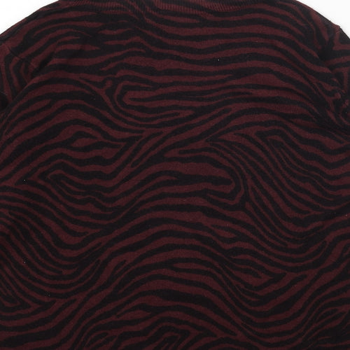 Marks and Spencer Womens Black Round Neck Animal Print Acrylic Pullover Jumper Size 12 - Zebra print