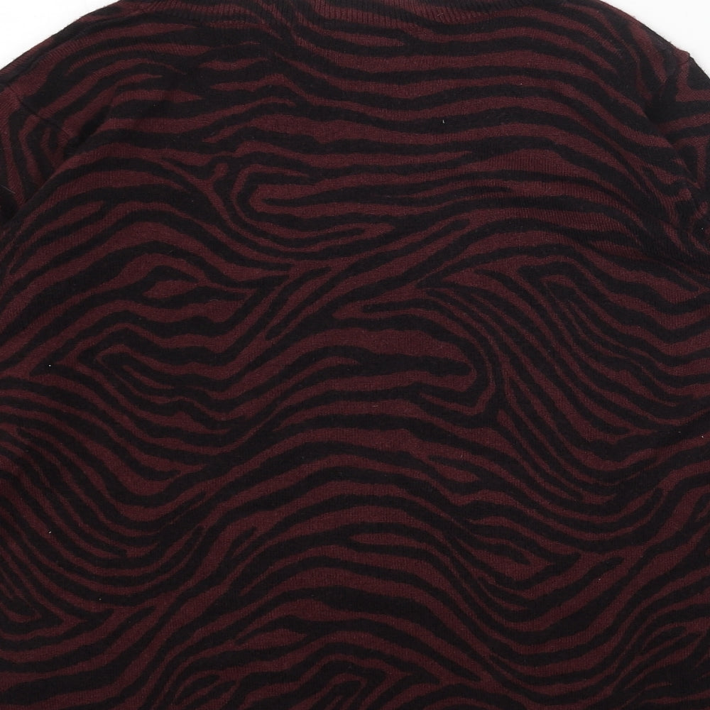 Marks and Spencer Womens Black Round Neck Animal Print Acrylic Pullover Jumper Size 12 - Zebra print