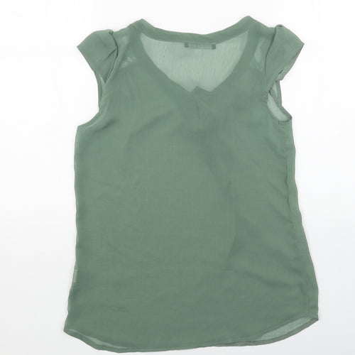 Primark Womens Green Polyester Basic Blouse Size 8 Scoop Neck - Neck Tie Detail