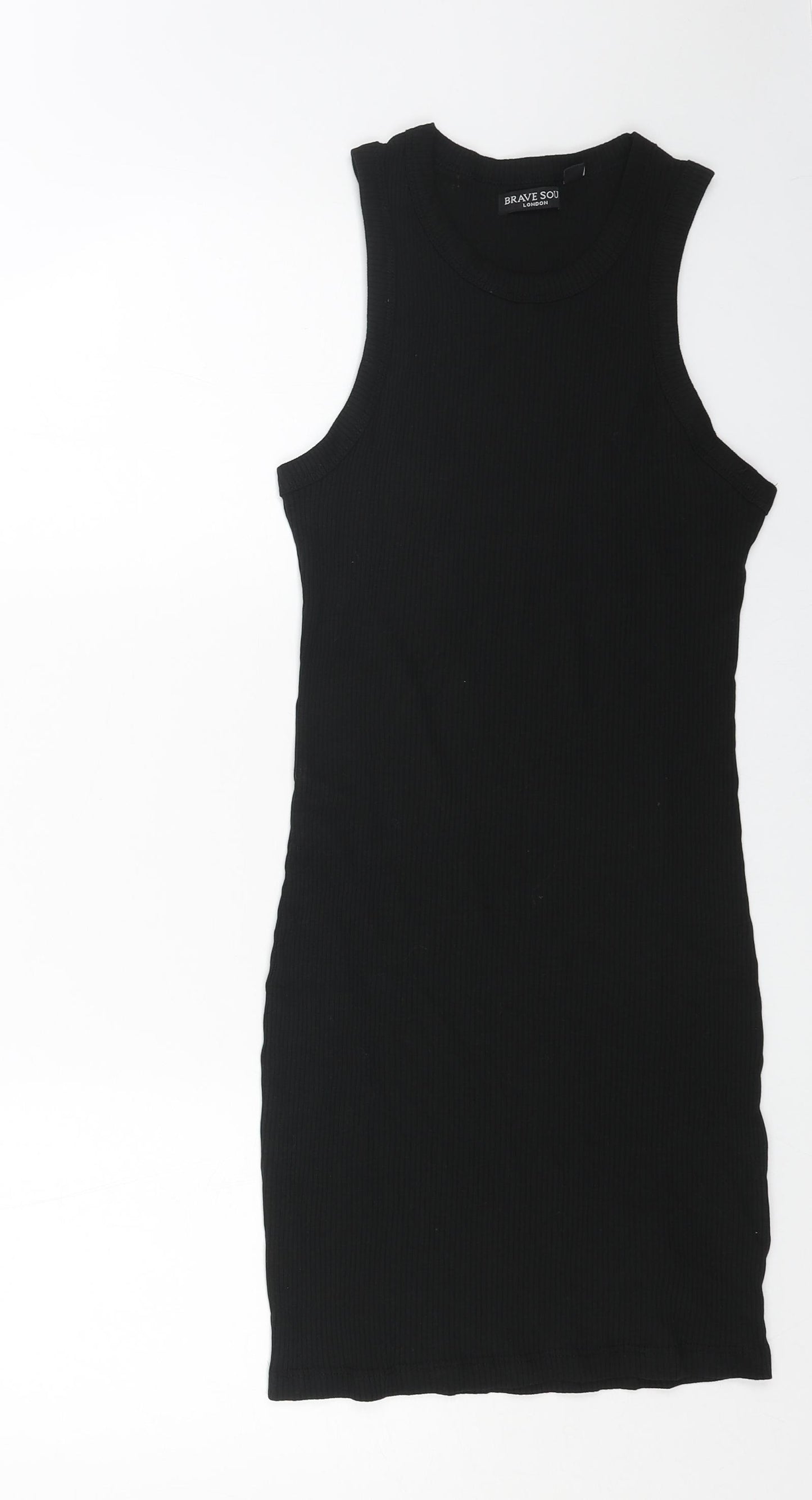 Brave Person Womens Black Cotton Tank Dress Size S Round Neck Pullover - Ribbed