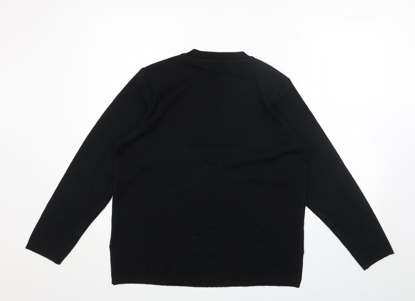 Eternal Womens Black Round Neck Acrylic Pullover Jumper Size 14