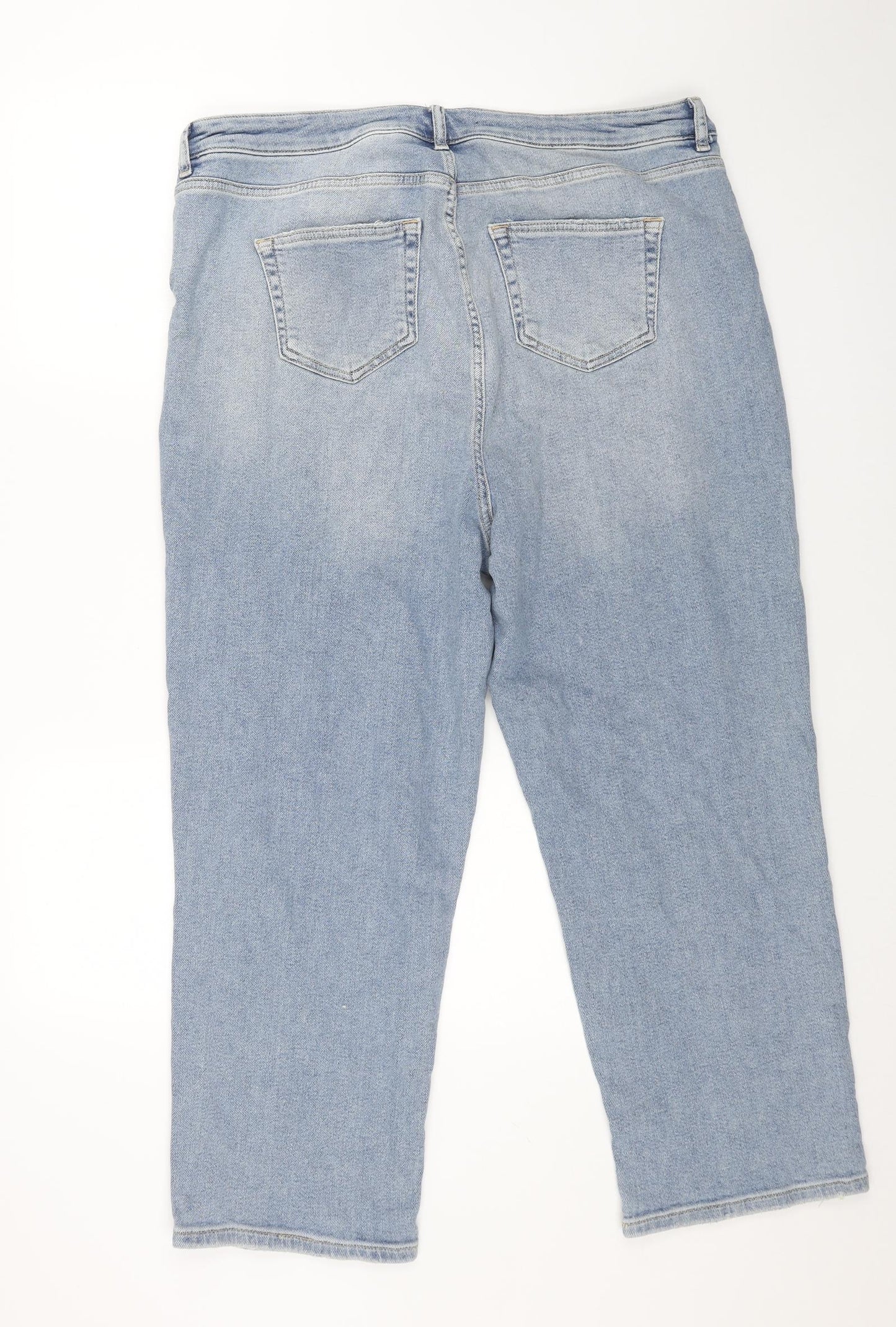 George Womens Blue Cotton Straight Jeans Size 20 L25 in Regular Button