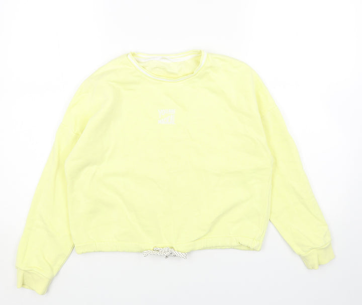 Marks and Spencer Girls Yellow Cotton Pullover Sweatshirt Size 11-12 Years Pullover