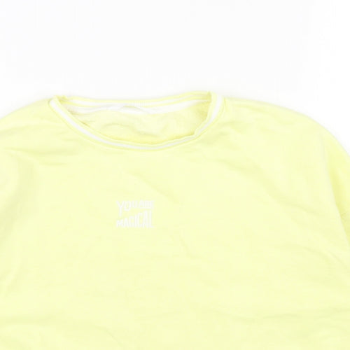 Marks and Spencer Girls Yellow Cotton Pullover Sweatshirt Size 11-12 Years Pullover