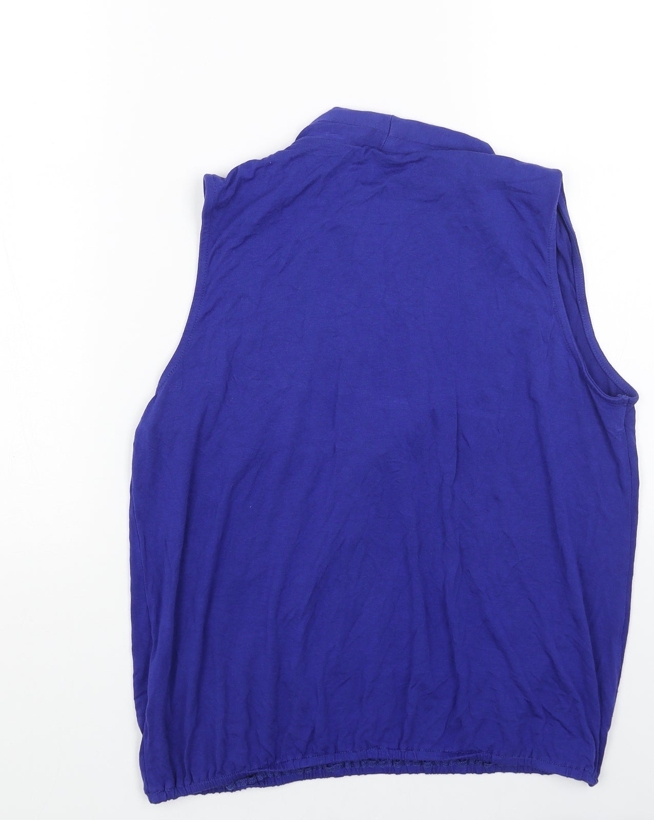 Bonmarché Womens Blue Viscose Basic Tank Size 14 V-Neck - Elastic Hem