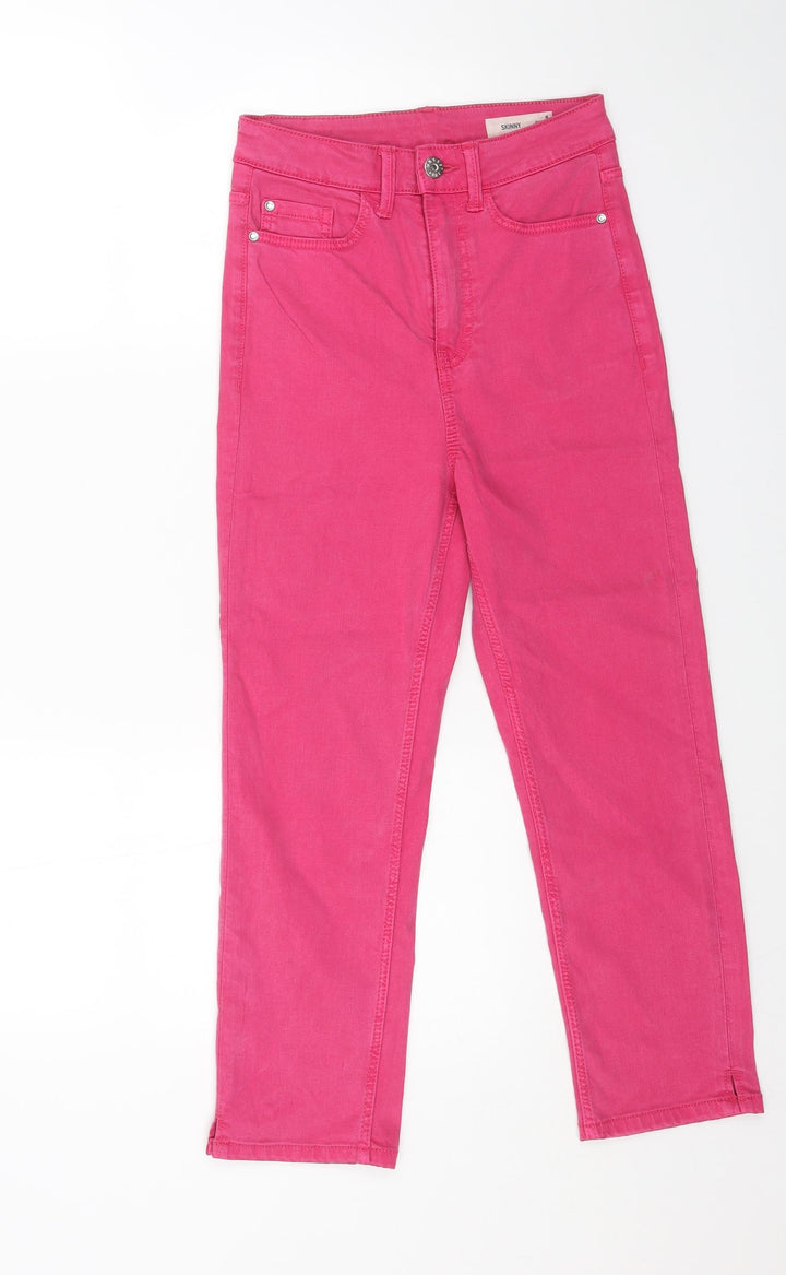 Marks and Spencer Womens Pink Cotton Skinny Jeans Size 6 L21 in Regular Button
