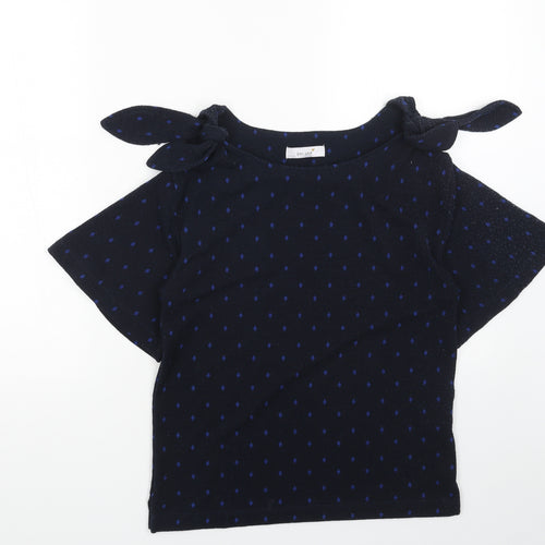 Per Una Womens Blue Round Neck Polka Dot Polyester Pullover Jumper Size 6