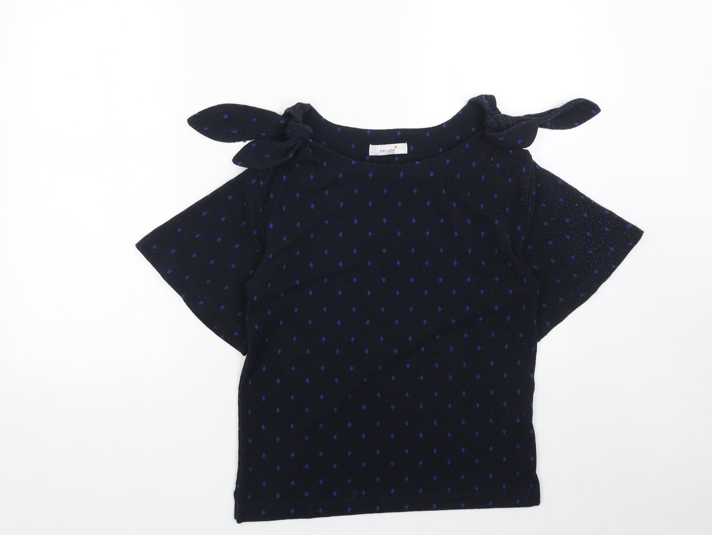 Per Una Womens Blue Round Neck Polka Dot Polyester Pullover Jumper Size 6