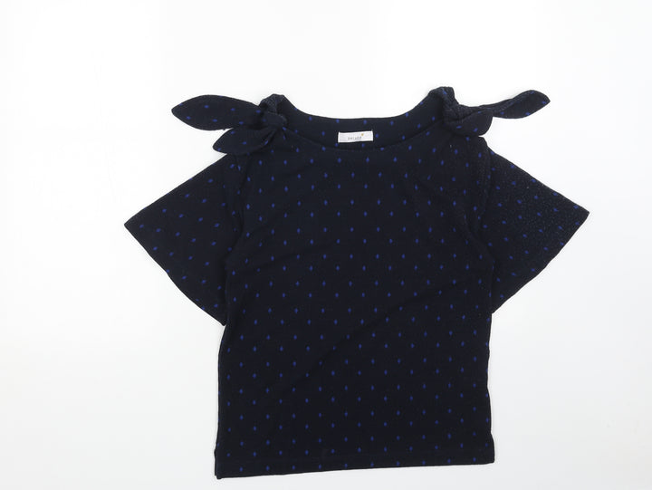 Per Una Womens Blue Round Neck Polka Dot Polyester Pullover Jumper Size 6