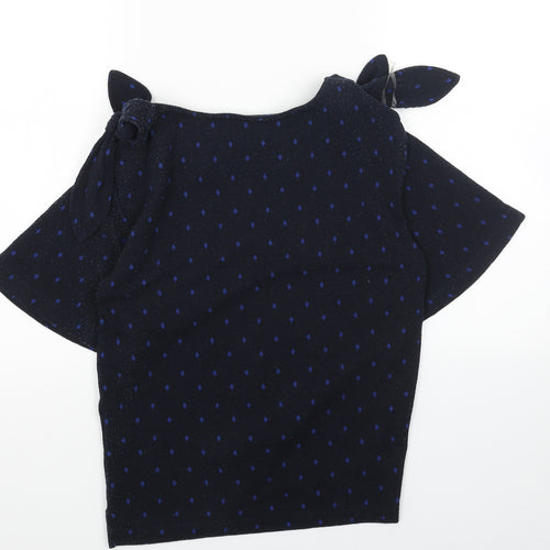 Per Una Womens Blue Round Neck Polka Dot Polyester Pullover Jumper Size 6