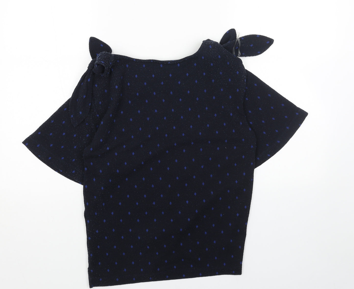 Per Una Womens Blue Round Neck Polka Dot Polyester Pullover Jumper Size 6