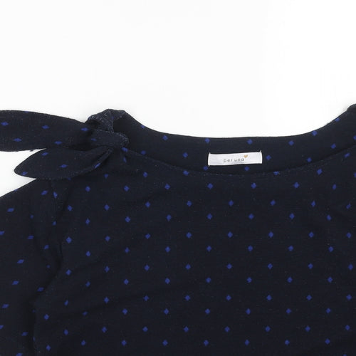 Per Una Womens Blue Round Neck Polka Dot Polyester Pullover Jumper Size 6