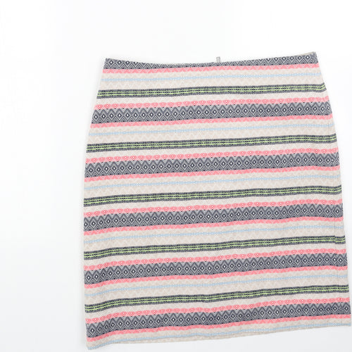 Marks and Spencer Womens Multicoloured Geometric Polyester Straight & Pencil Skirt Size 10 Zip