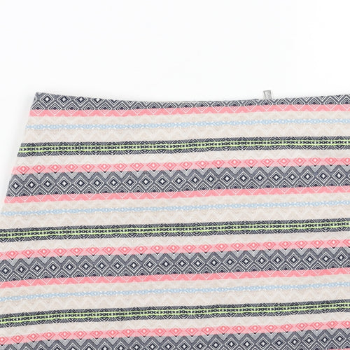 Marks and Spencer Womens Multicoloured Geometric Polyester Straight & Pencil Skirt Size 10 Zip
