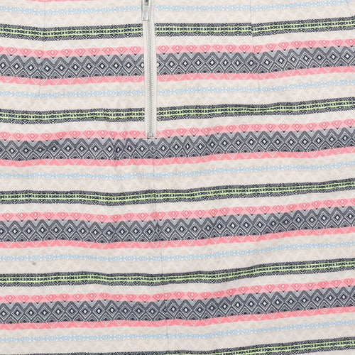 Marks and Spencer Womens Multicoloured Geometric Polyester Straight & Pencil Skirt Size 10 Zip