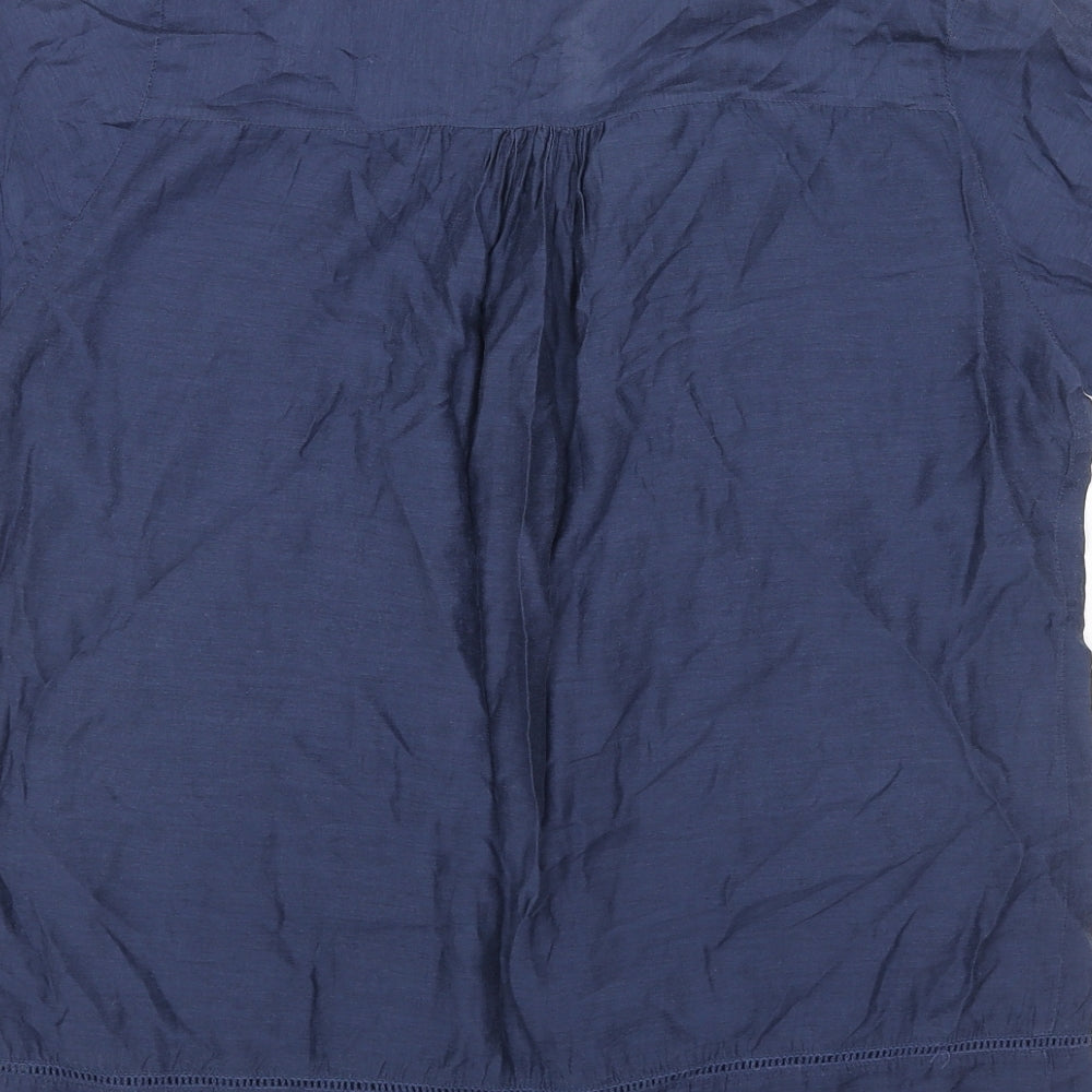 BHS Womens Blue Cotton Basic Blouse Size 12 V-Neck