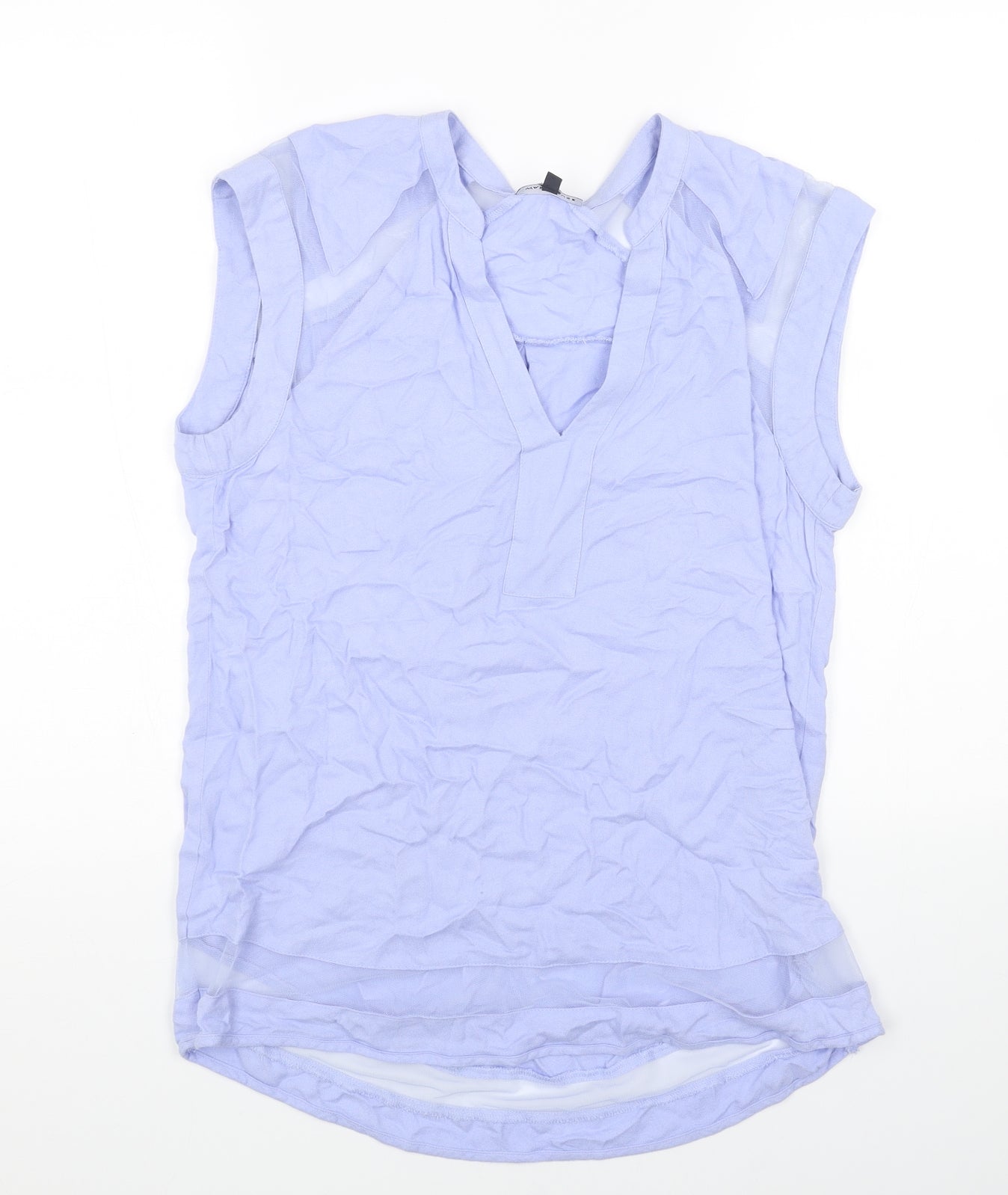Warehouse Womens Blue Viscose Basic Blouse Size 12 V-Neck