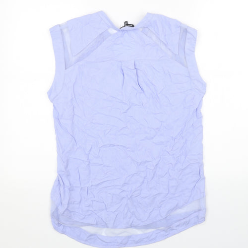 Warehouse Womens Blue Viscose Basic Blouse Size 12 V-Neck