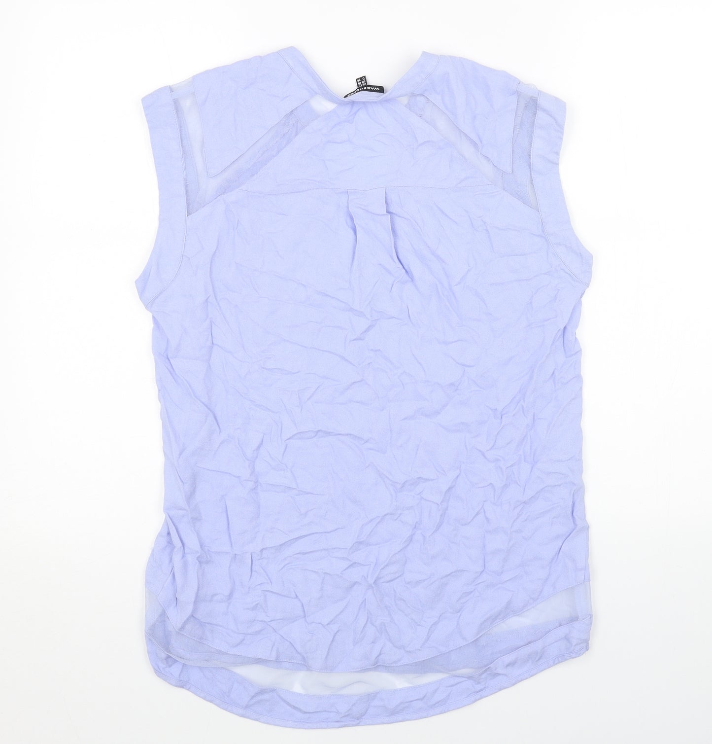 Warehouse Womens Blue Viscose Basic Blouse Size 12 V-Neck