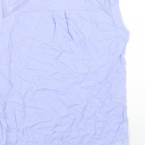 Warehouse Womens Blue Viscose Basic Blouse Size 12 V-Neck